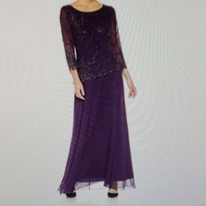 Dark Purple Beaded Formal Maxi Dress. NWT